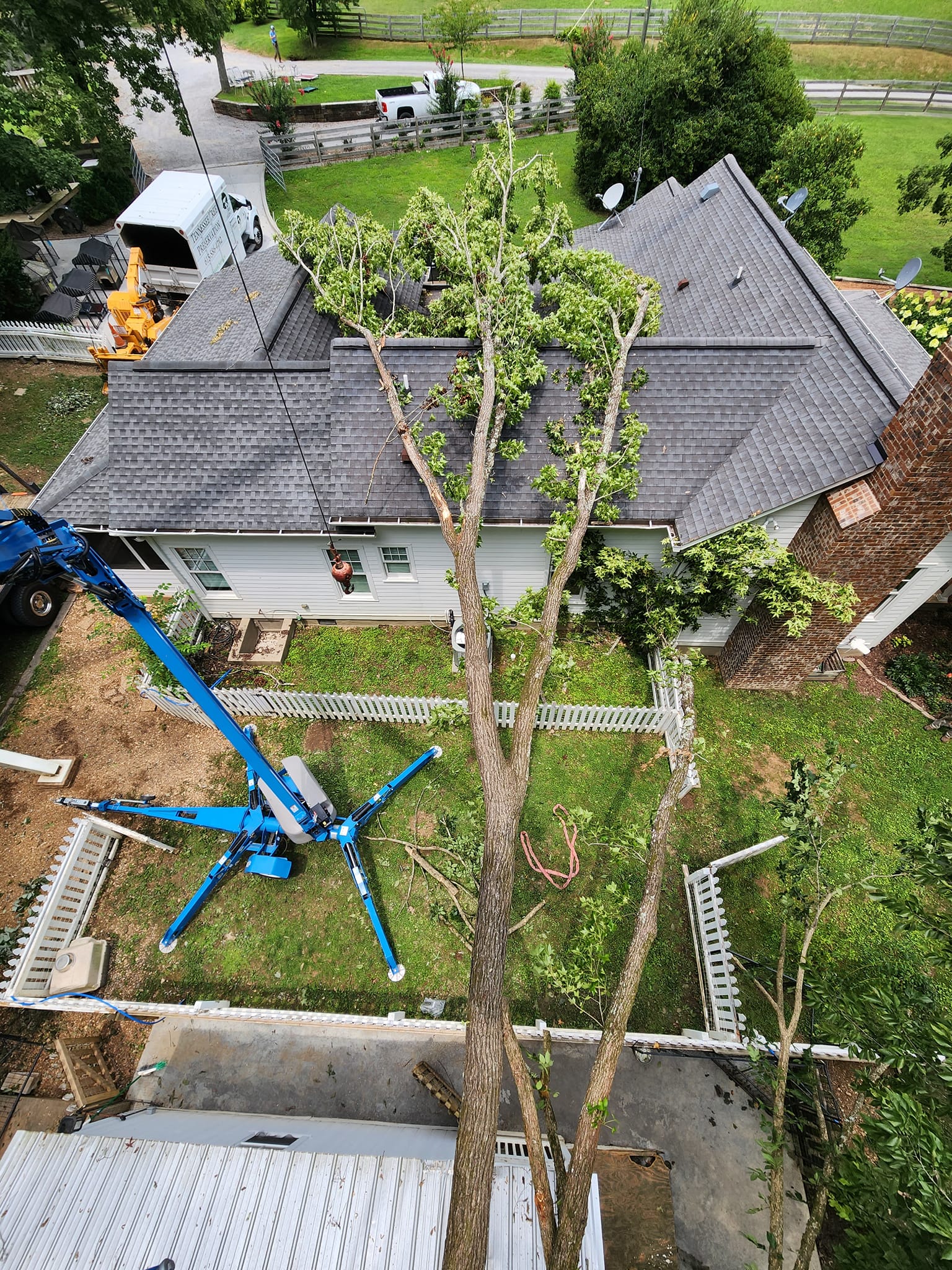 A tree fallen on a house.